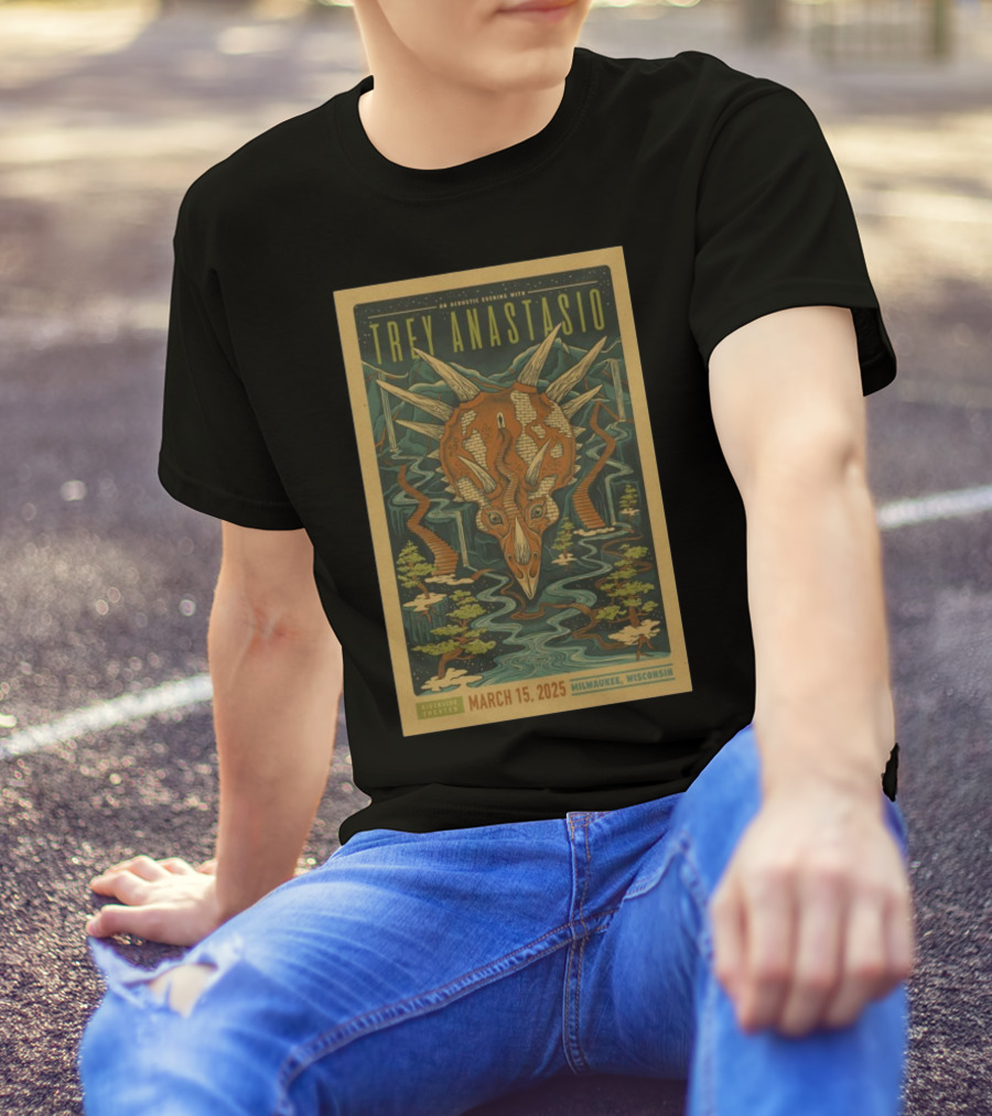 An Acoustic Evening With Trey Anastasio March 15 2025 Riverside Theater Milwaukee Wisconsin Dinosaur T-Shirt