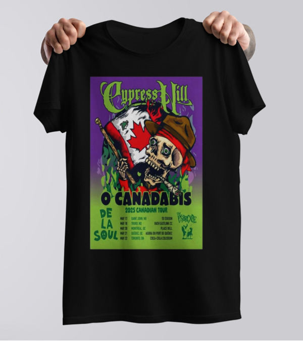Cypress Hill O Canadabis 2025 Canadian Tour Dates Saint John To Toronto Featuring De La Soul T-Shirt