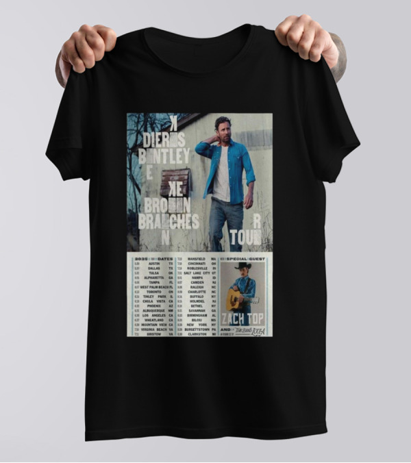 Dierks Bentley Broken Branches 2025 Tour Austin Dallas Tulsa Zach Top Special Guest 5.29 5.30 5.31 T-Shirt
