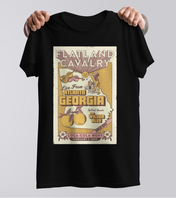 Flatland Cavalry Live February 7 2025 Coca-Cola Roxy Atlanta Georgia The Wilder Blue Special Guests T-Shirt