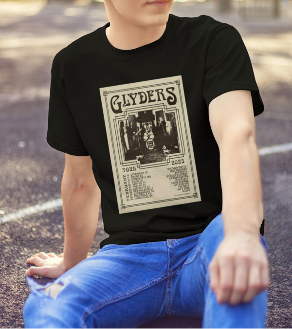 Glyders February Tour 2025 Featuring Davenport Omaha Kansas City Tulsa Denton Austin Lafayette New Orleans Birmingham Louisville T-Shirt