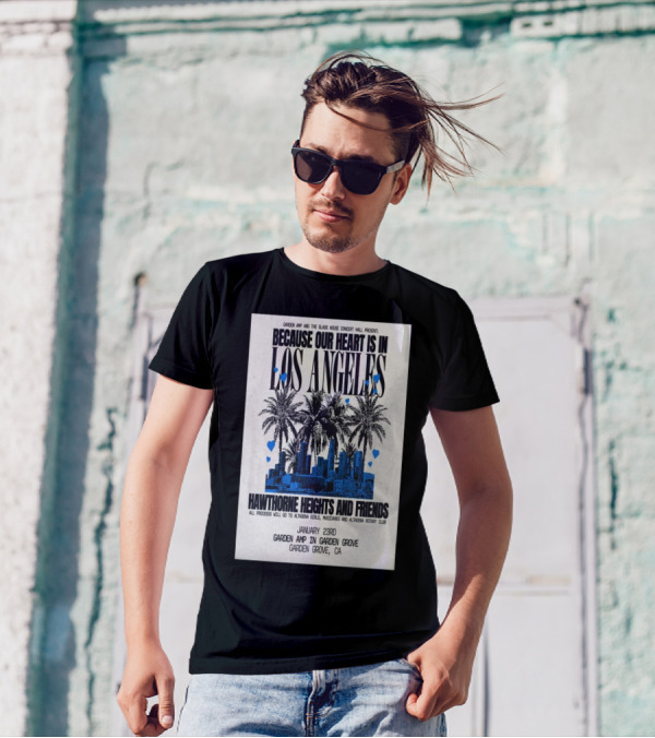 Garden AMP Concert Hawthorne Heights And Friends Los Angeles Skyline January 23 Garden Grove CA T-Shirt