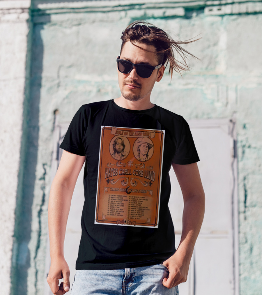 Bible On The Dash Tour 2025 Hayes Carll Corb Lund Trading Songs Telling Stories T-Shirt