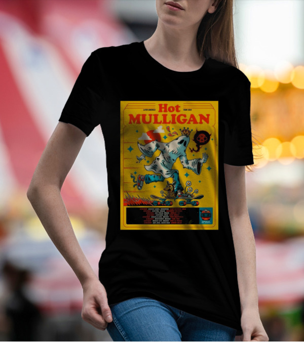 Hot Mulligan 2025 Latin American Tour Buenos Aires Club Cultural Bula Ghost Skateboarding Illustration T-Shirt