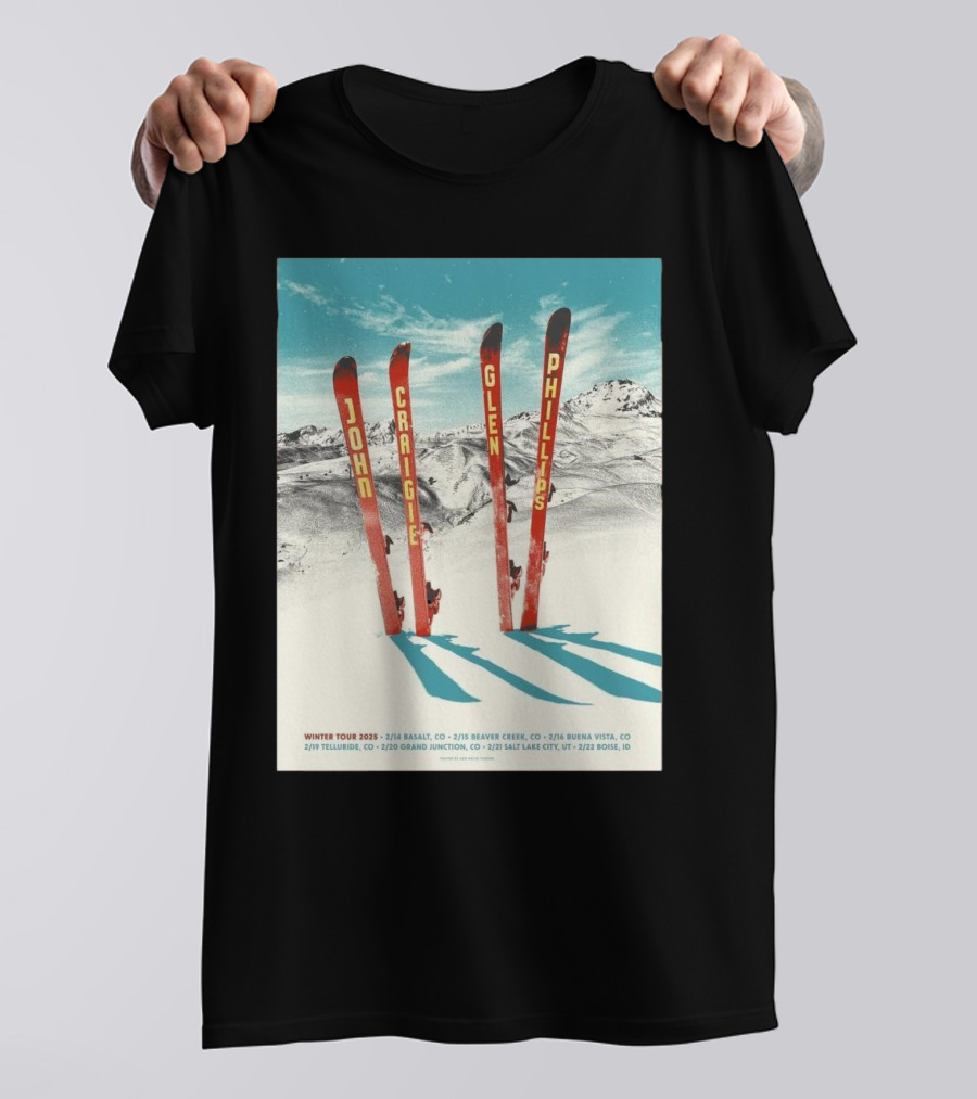 Winter Tour 2025 Ski John Craigie Glenn Phillips Basalt CO Beaver Creek T-Shirt
