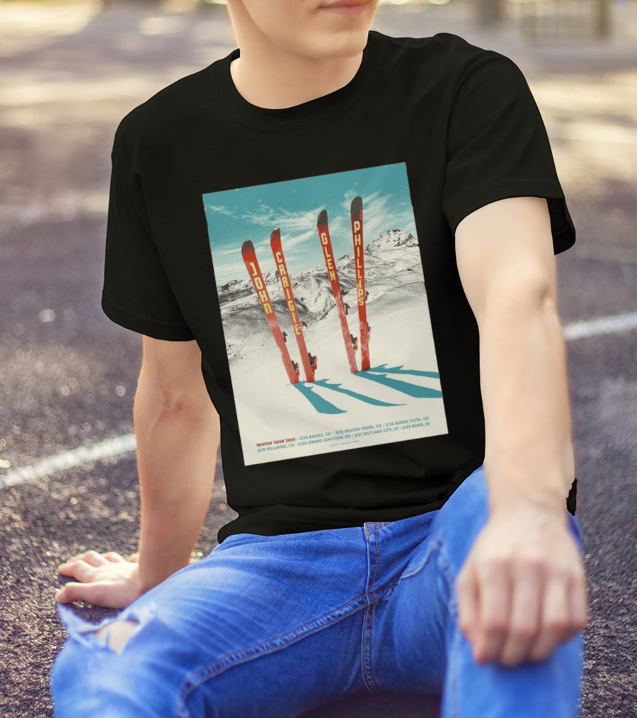 Winter Tour 2025 Ski John Craigie Glenn Phillips Basalt CO Beaver Creek T-Shirt