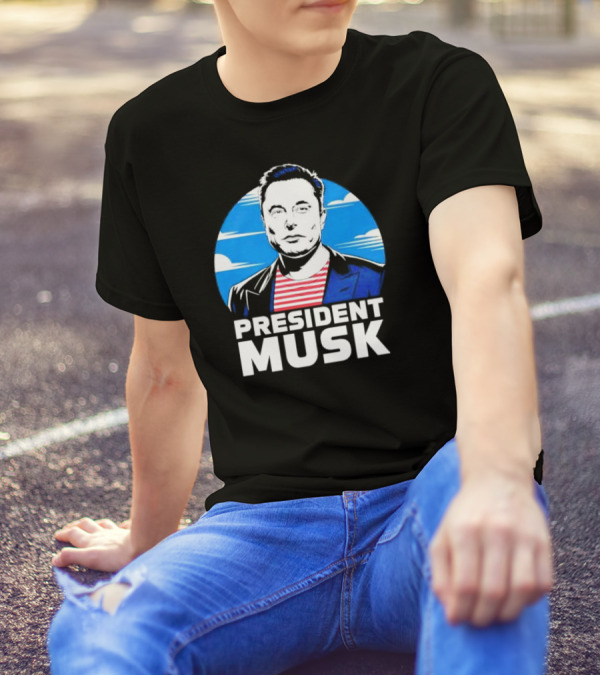 President Musk Elon Musk Retro Style Portrait T-Shirt