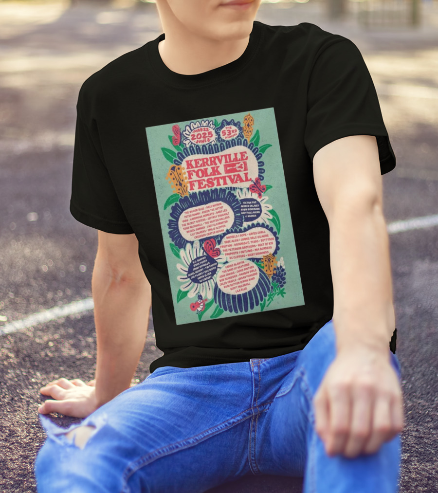 Kerrville Folk Festival 53rd Annual May 22-June 8 2025 Featuring The Wilder Blue, Dale Watson, Fox Run Five T-Shirt