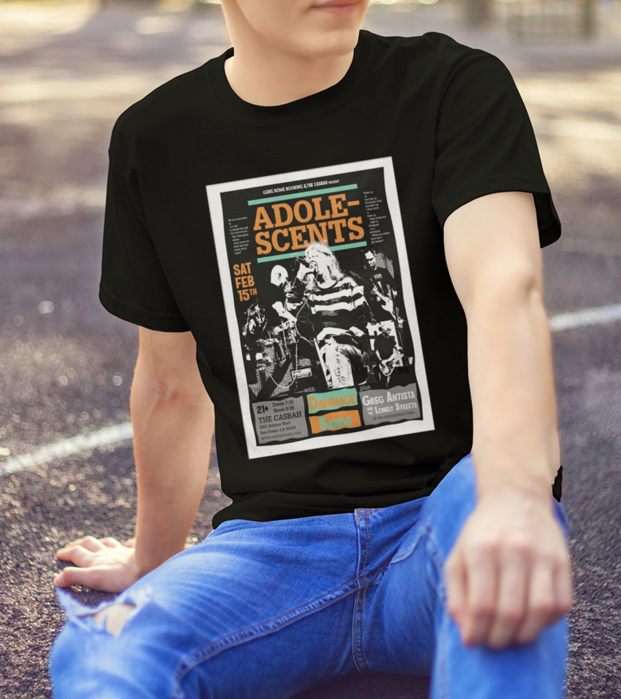 Adolescents Concert February 15 2025 San Diego With DANNYAGE SANDS And Greg Antista And The Lonely Streets T-Shirt