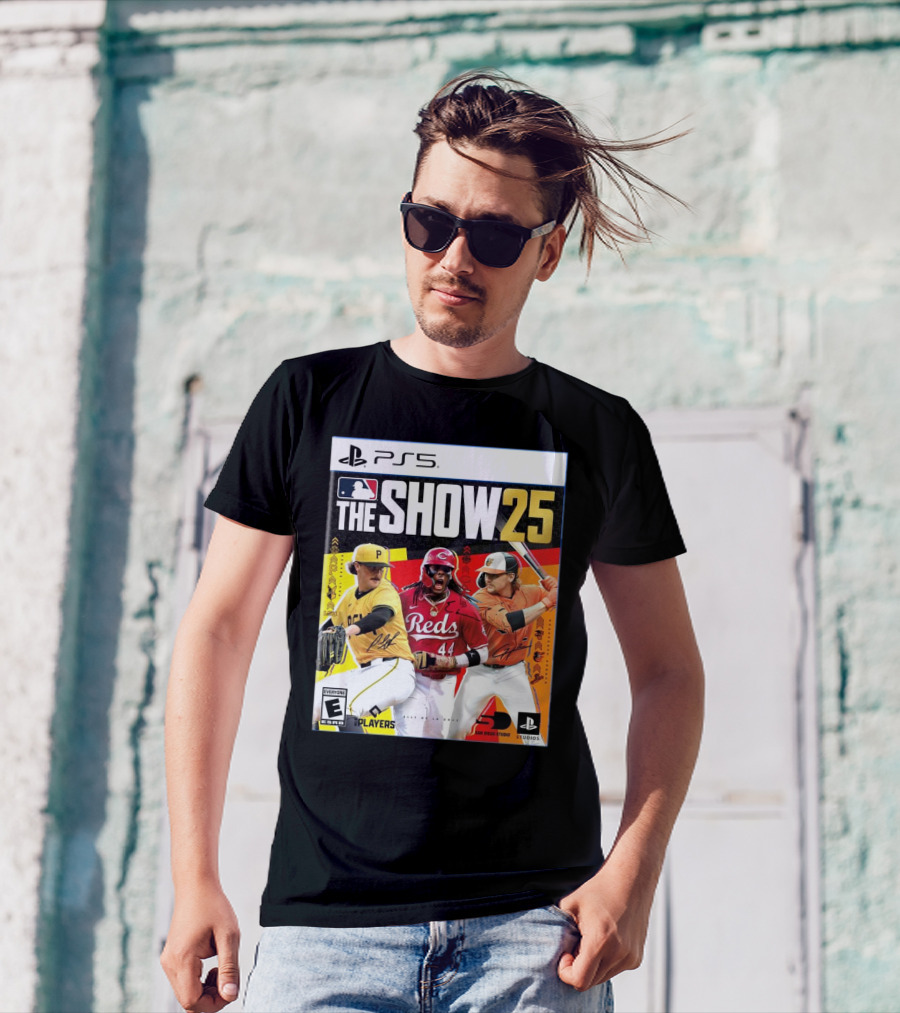 PS5 MLB The Show 25 Paul Skenes Elly De La Cruz Gunnar Henderson Cover Art T-Shirt