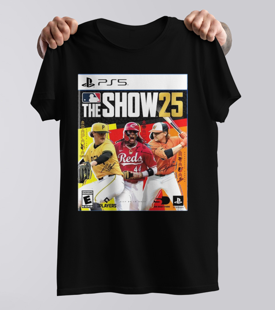 PS5 MLB The Show 25 Paul Skenes Elly De La Cruz Gunnar Henderson Cover Art T-Shirt