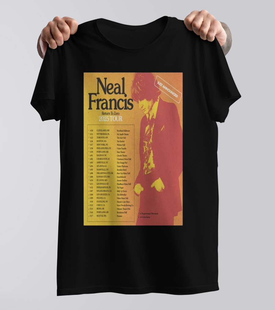 Neal Francis Return To Zero 2025 Tour Just Announced With Dates And Venues T-Shirt