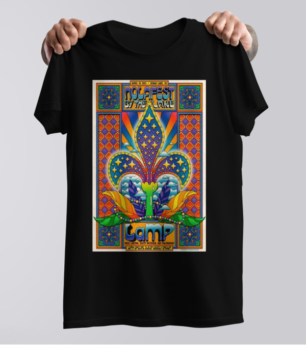 NOLA Fest By The Lake April 26 2025 Cedar Lake NJ Russ Lawton Scott Metzger Ray Paczkowski Special Guest Widely Grown LAMP T-Shirt