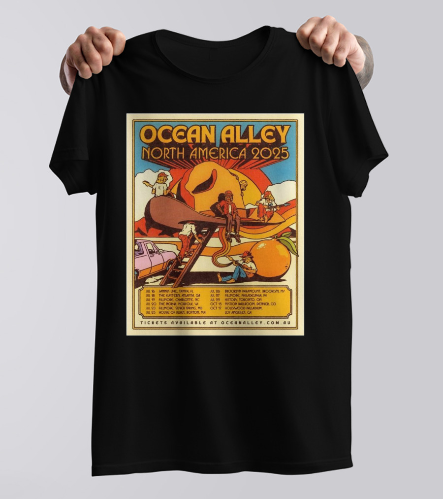 Ocean Alley North America 2025 Tour Jul Jannus Live Tampa FL Jul 18 The Eastern Atlanta GA T-Shirt