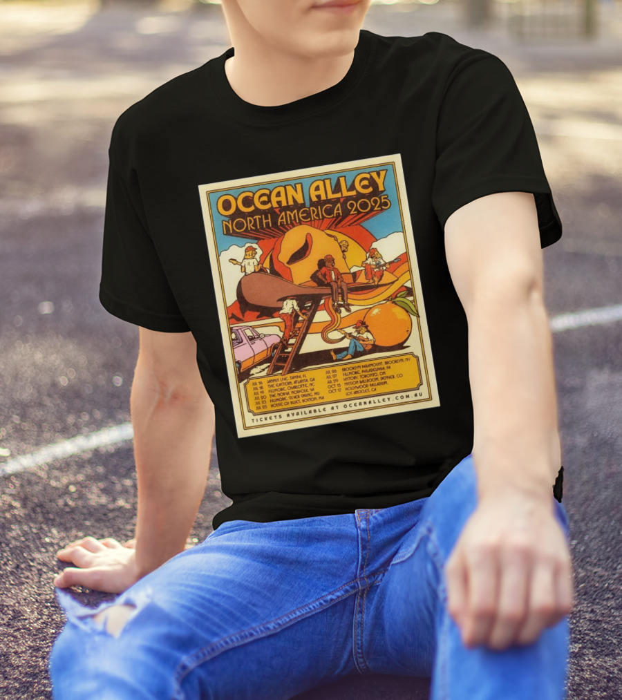 Ocean Alley North America 2025 Tour Jul Jannus Live Tampa FL Jul 18 The Eastern Atlanta GA T-Shirt