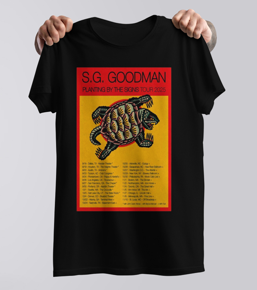 S.G. Goodman 2025 Tour Planting By The Signs Dallas TX Kessler Theater Turtle Artwork T-Shirt