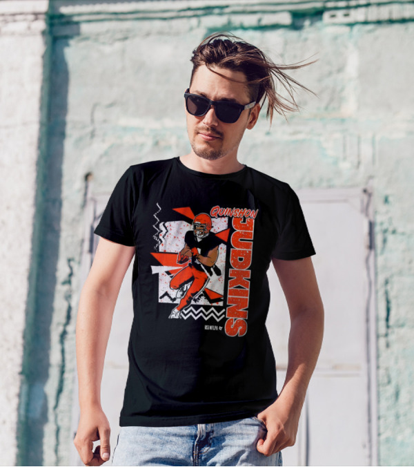 Quinshon Judkins Football 90s Style Bold Zigzag Pattern T-Shirt