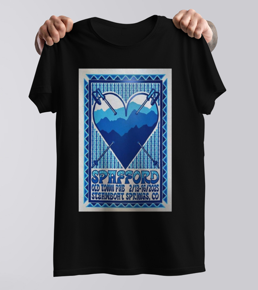 Spafford Old Town Pub February 13-16 2025 Steamboat Springs CO Ski Heart T-Shirt