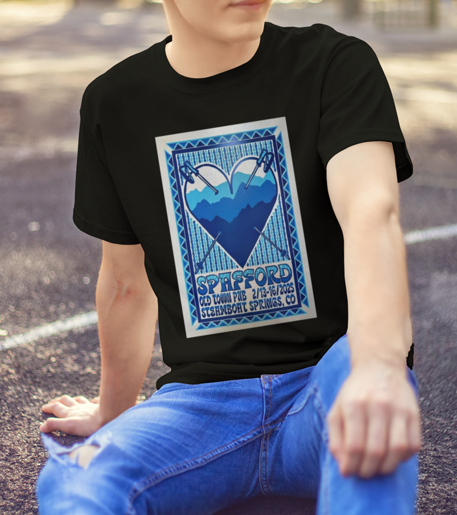 Spafford Old Town Pub February 13-16 2025 Steamboat Springs CO Ski Heart T-Shirt
