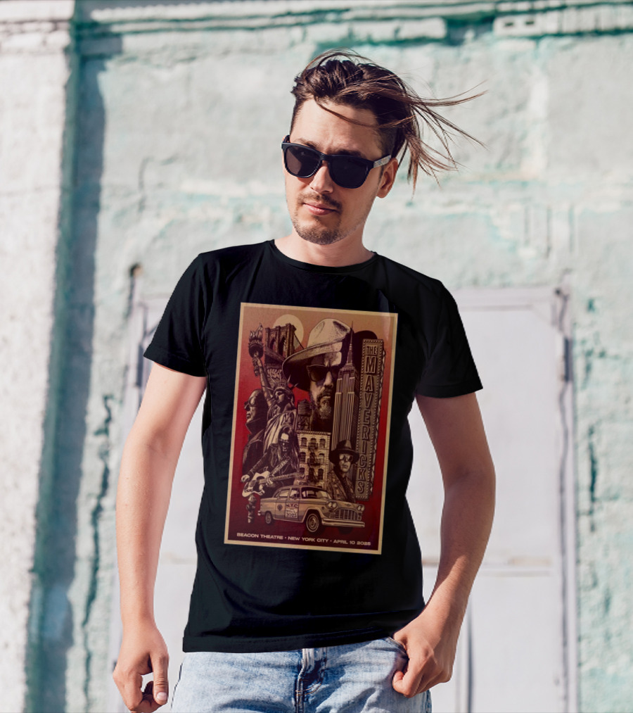 The Mavericks New York City Tour April 10 2025 Beacon Theatre T-Shirt