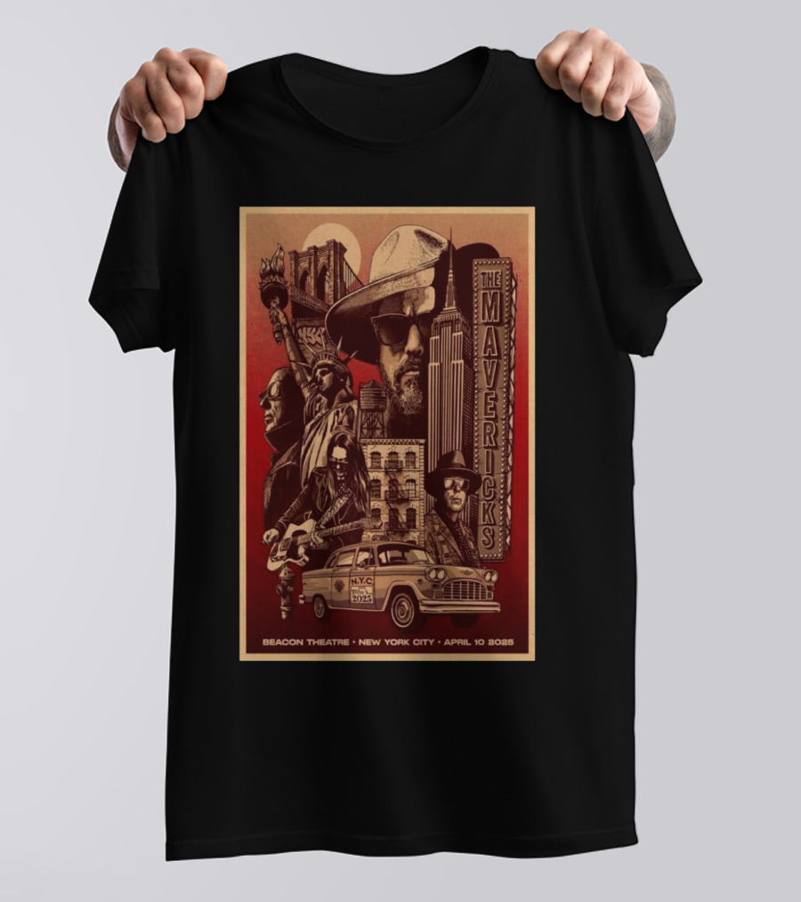 The Mavericks New York City Tour April 10 2025 Beacon Theatre T-Shirt
