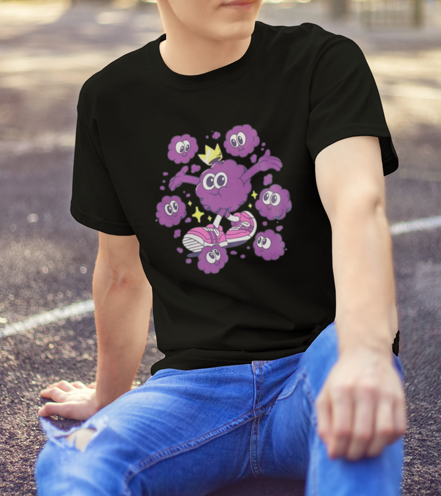 Ranboo Particle Palooza Purple Crowned Character With Sneakers And Sparkles T-Shirt
