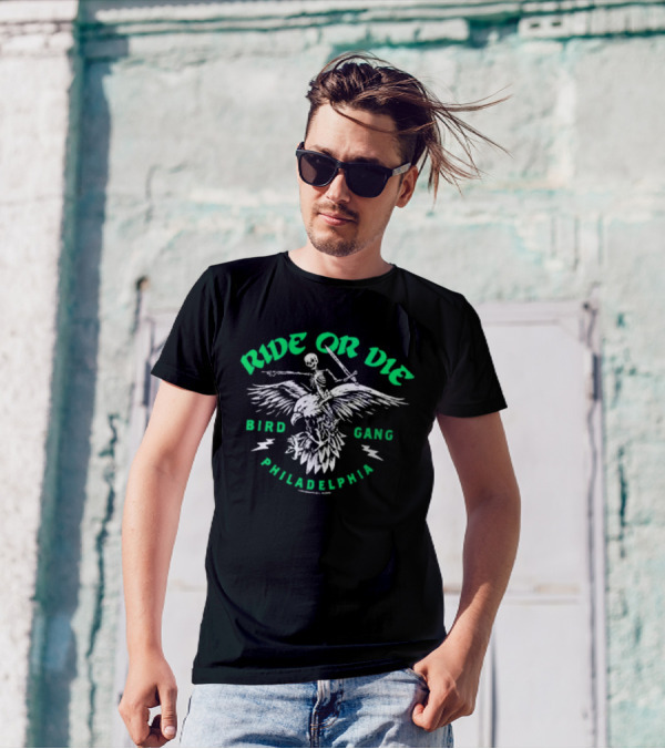 Ride Or Die Bird Gang Philadelphia Skeleton Eagle T-Shirt