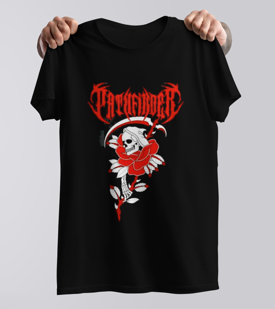 Reaper Skull With Scythe And Red Rose Gothic Aesthetic T-Shirt