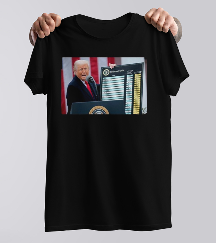 Reciprocal Tariffs Chart 2025 Trump Speech With Presidential Seal T-Shirt