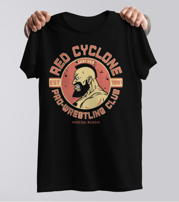 Red Cyclone Zangief Pro Wrestling Club Est 1991 Moscow Russia T-Shirt