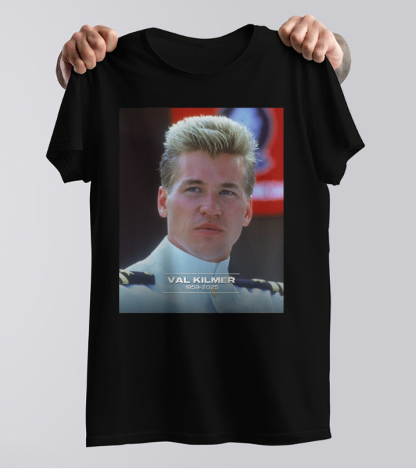 VAL KILMER 1959-2025 White Navy Officer Uniform Portrait T-Shirt