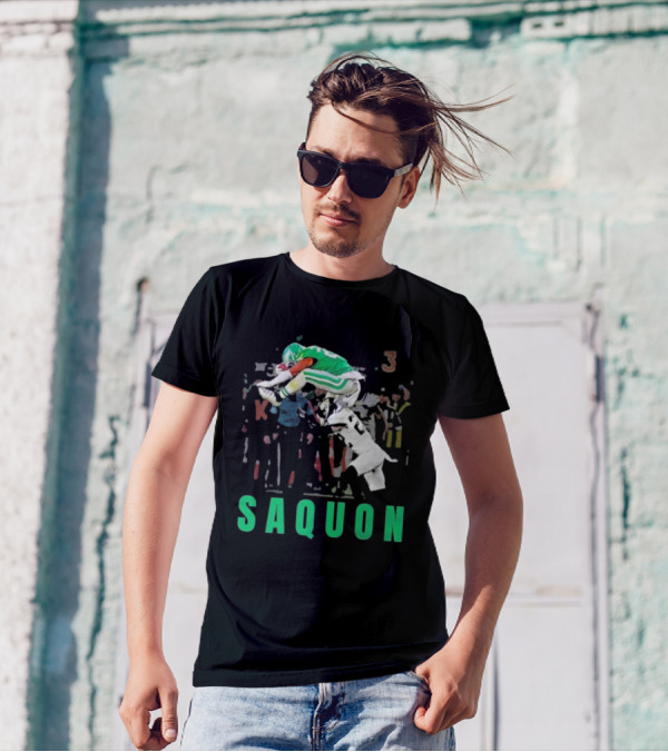 Saquon Reverse Hurdle Eagles Football Action T-Shirt