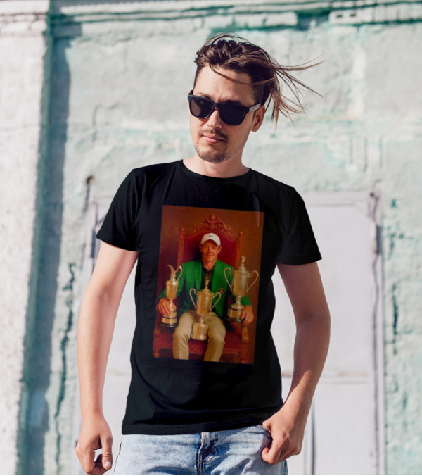 Rory McIlroy Masters Tournament Career Grand Slam Achievement With Green Jacket And Trophies T-Shirt
