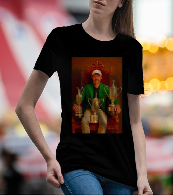 Rory McIlroy Masters Tournament Career Grand Slam Achievement With Green Jacket And Trophies T-Shirt