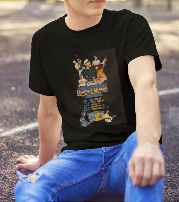 Russell Dickerson Russell Mania Round 1 Summer 2025 Tour New York Asbury Park Boston Indianapolis Sterling Heights Featuring Niko Moon Jake Scott T-Shirt
