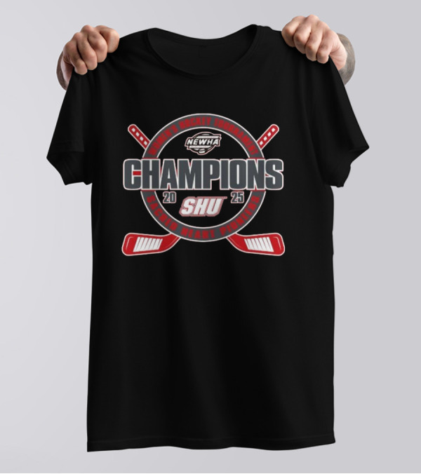 Sacred Heart Pioneers 2025 NEWHA Women's Hockey Tournament Champions SHU T-Shirt