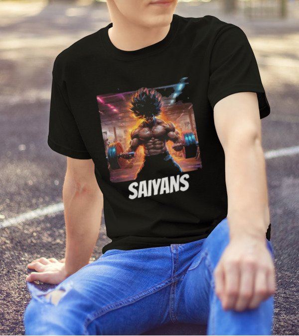 Saiyans Lifting Weights Hyperbolic Gym Training T-Shirt