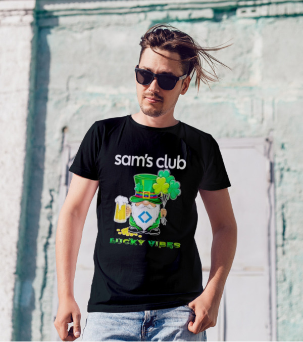 Sam’s Club Lucky Vibes St Patrick’s Day Gnomes Beer Shamrock T-Shirt