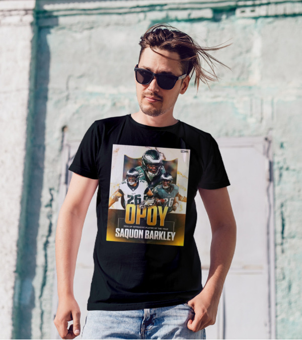 Philadelphia Eagles Saquon Barkley AP OPOY 2024 Offensive Player Of The Year NFL على FOX T-Shirt