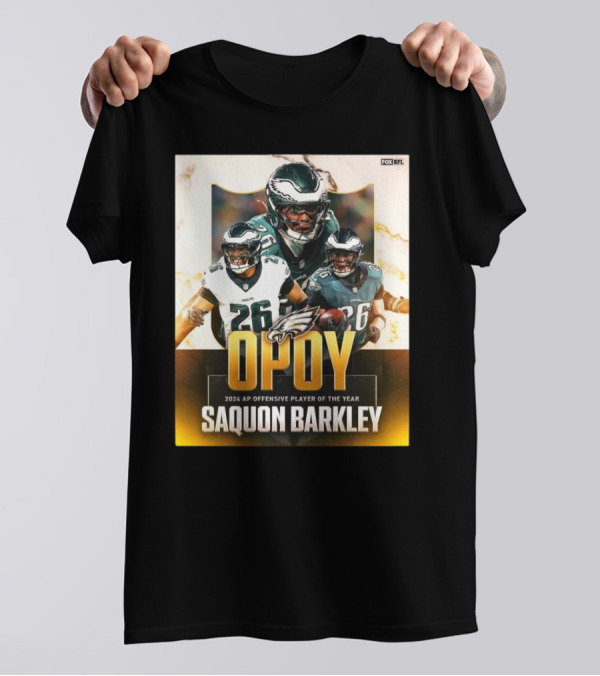 Philadelphia Eagles Saquon Barkley AP OPOY 2024 Offensive Player Of The Year NFL على FOX T-Shirt