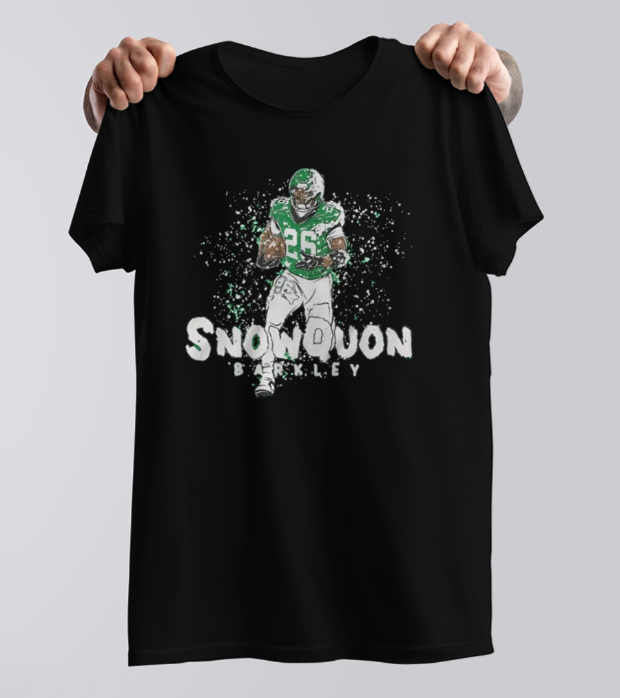 Snowquon Barkley 26 Football Player In Green And White Snow Effect T-Shirt