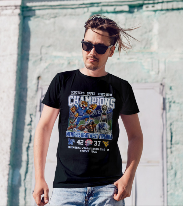 Scooters Coffee Frisco Bowl Champions Memphis Beat West Virginia December 17 2024 T-Shirt