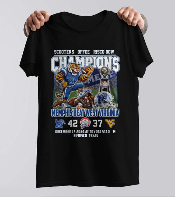 Scooters Coffee Frisco Bowl Champions Memphis Beat West Virginia December 17 2024 T-Shirt