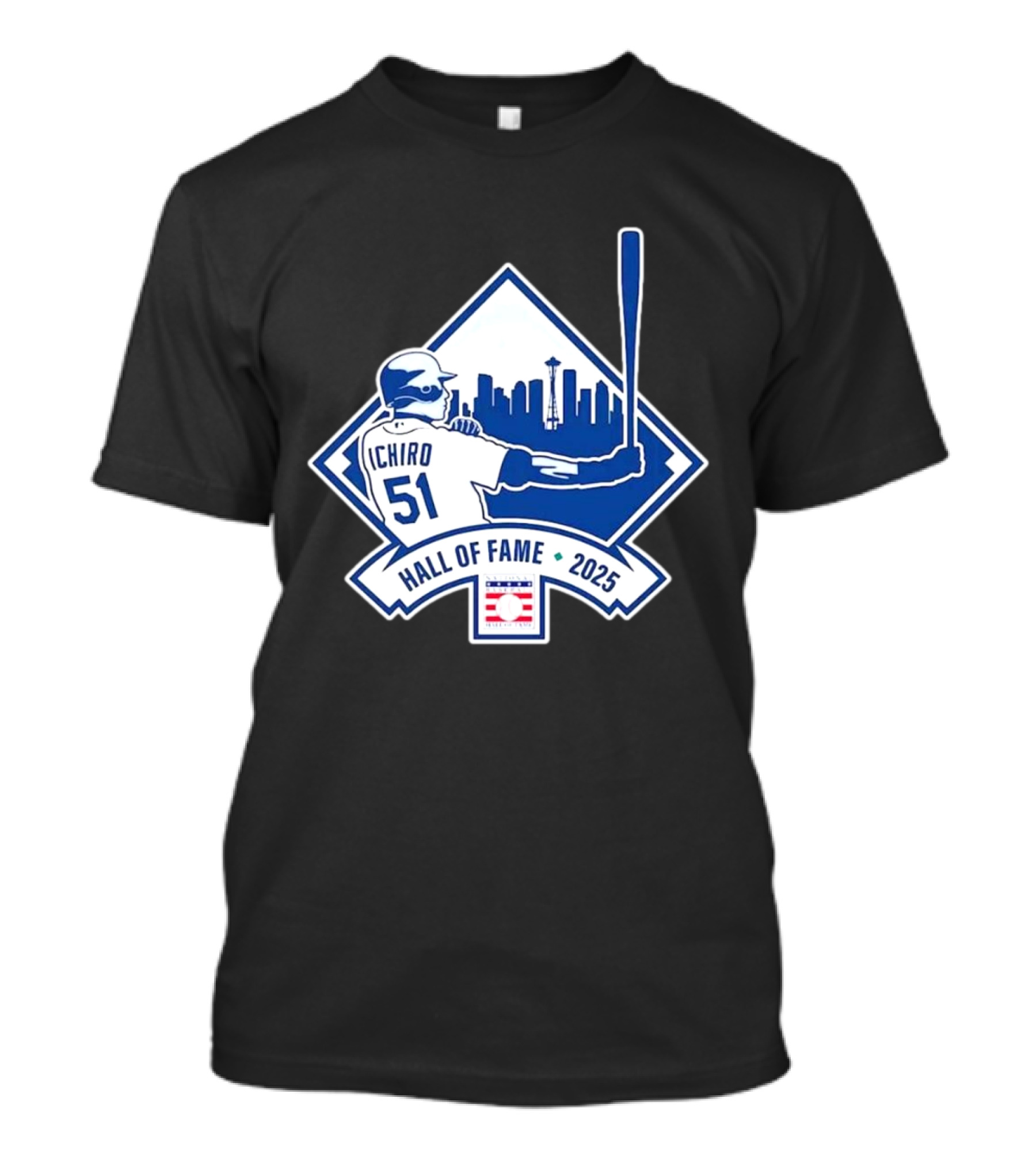 Seattle Mariners Ichiro 51 Hall Of Fame 2025 Skyline Baseball T-Shirt