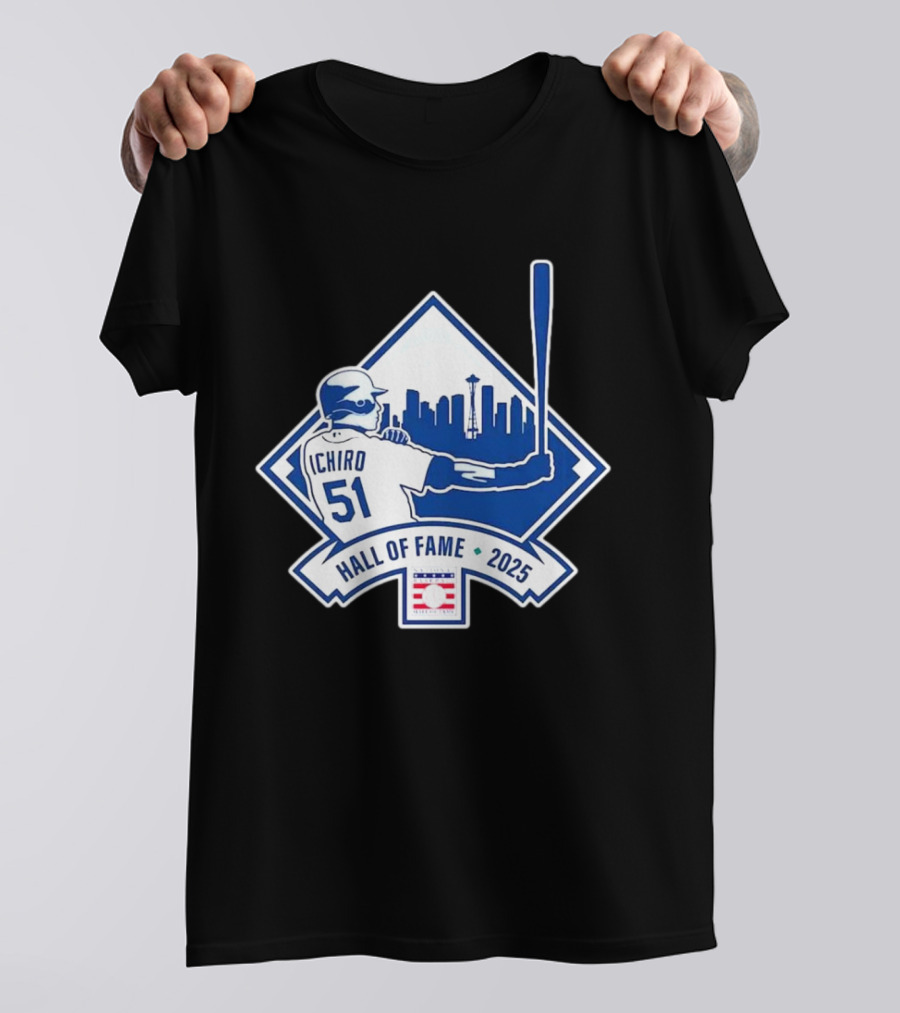 Seattle Mariners Ichiro 51 Hall Of Fame 2025 Skyline Baseball T-Shirt