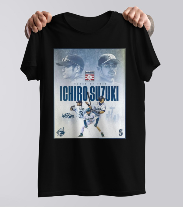 Seattle Mariners Ichiro Suzuki National Baseball Hall Of Fame Class Of 2025 Signature Mariners 51 T-Shirt