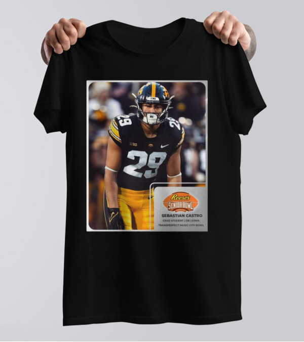 Reese's Senior Bowl Sebastian Castro Grad Student DB Iowa Transperfect Music City Bowl T-Shirt