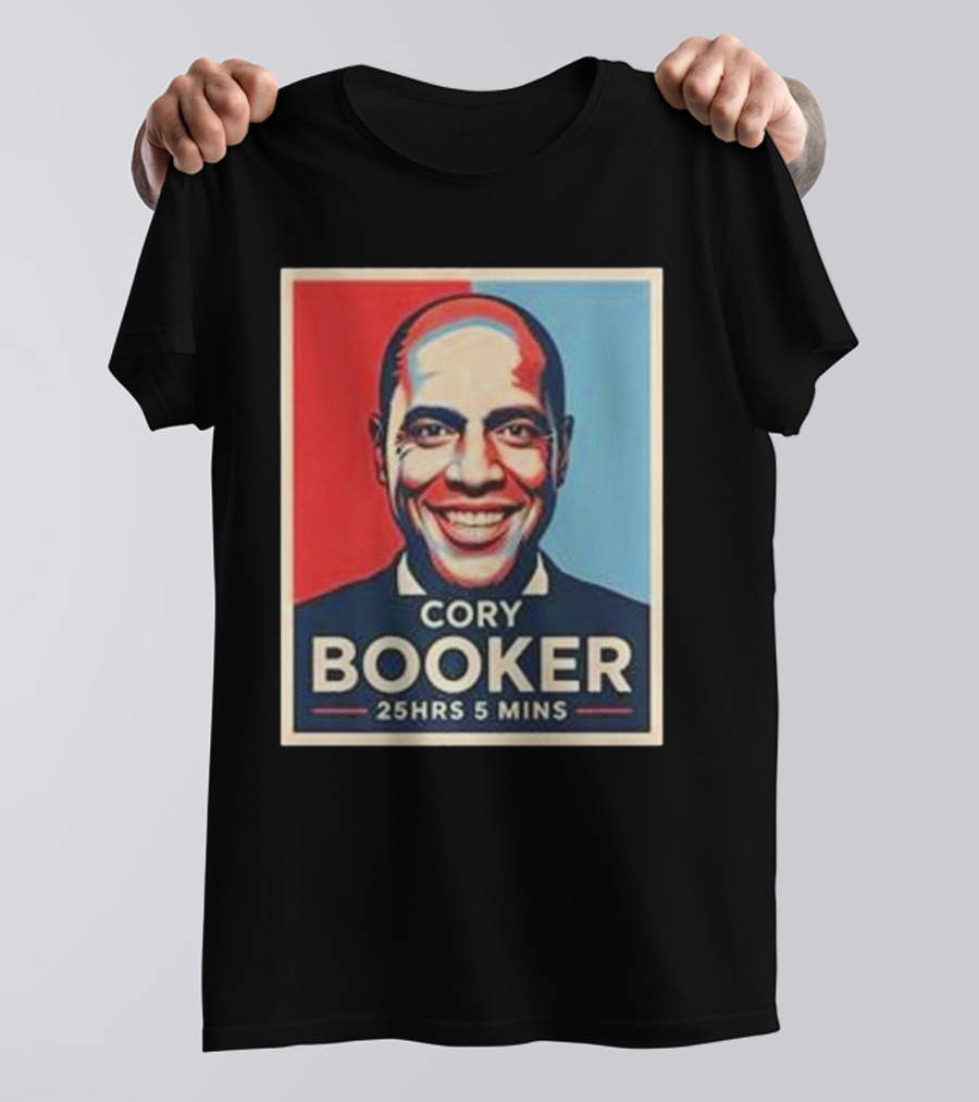 Cory Booker 25Hrs 5 Mins Red Blue Portrait T-Shirt
