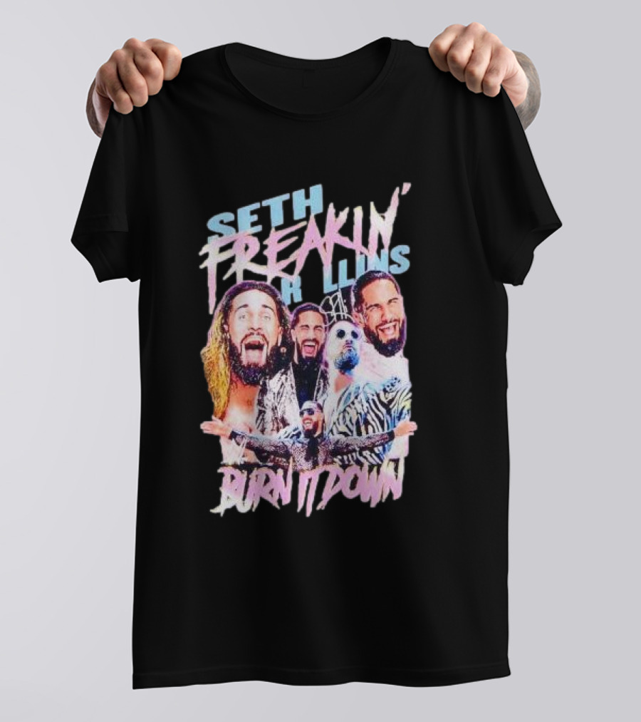 Seth Rollins Freakin' Burn It Down WWE Wrestler Collage T-Shirt