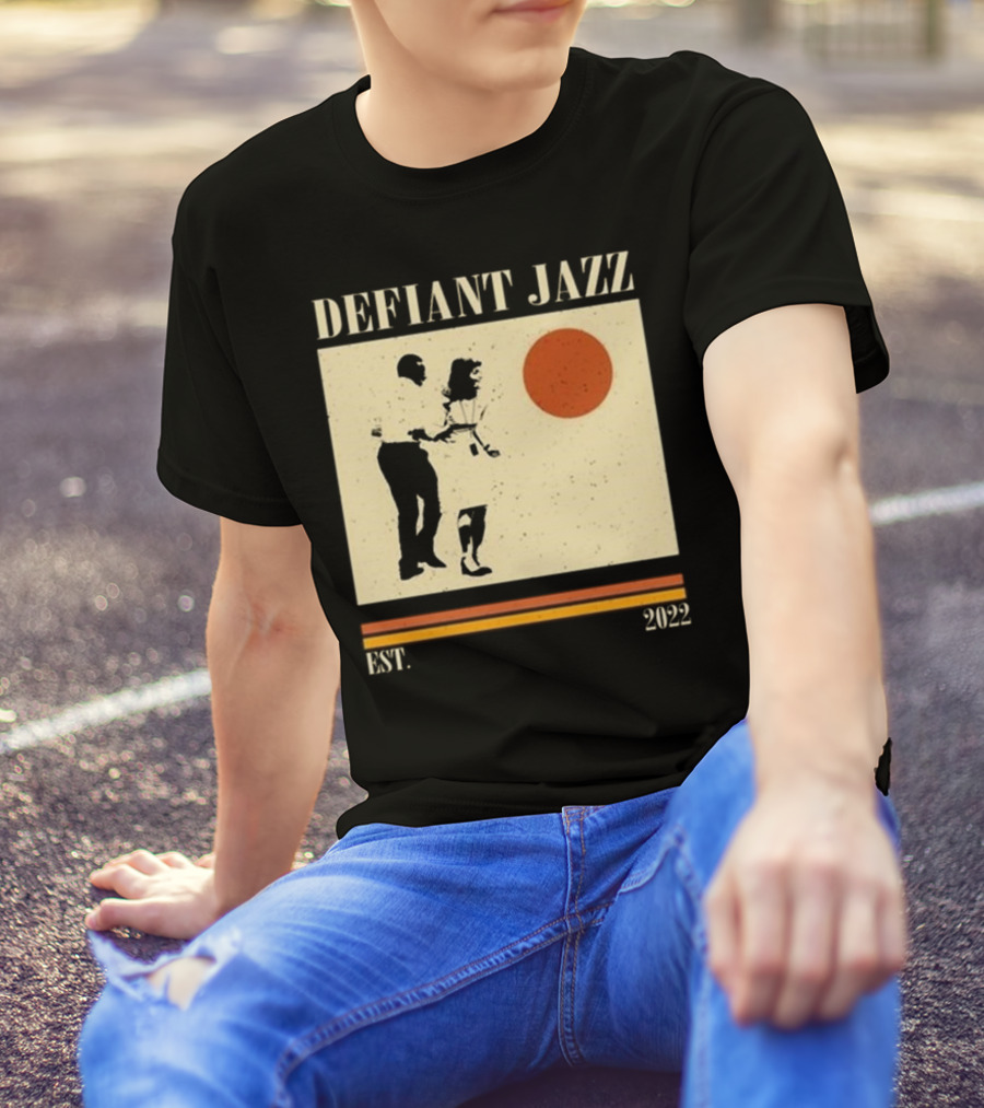 Defiant Jazz Est 2022 Dancing Silhouette With Orange Circle T-Shirt